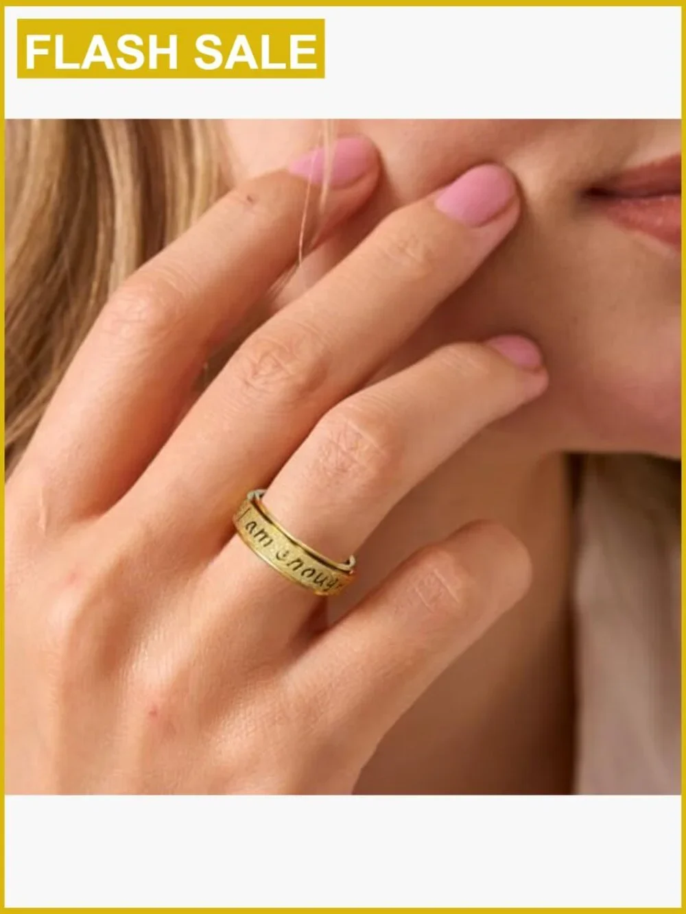 I Am Enough Fidget Spinner Ring Anxiety Relief Stainless Steel Spinner Ring